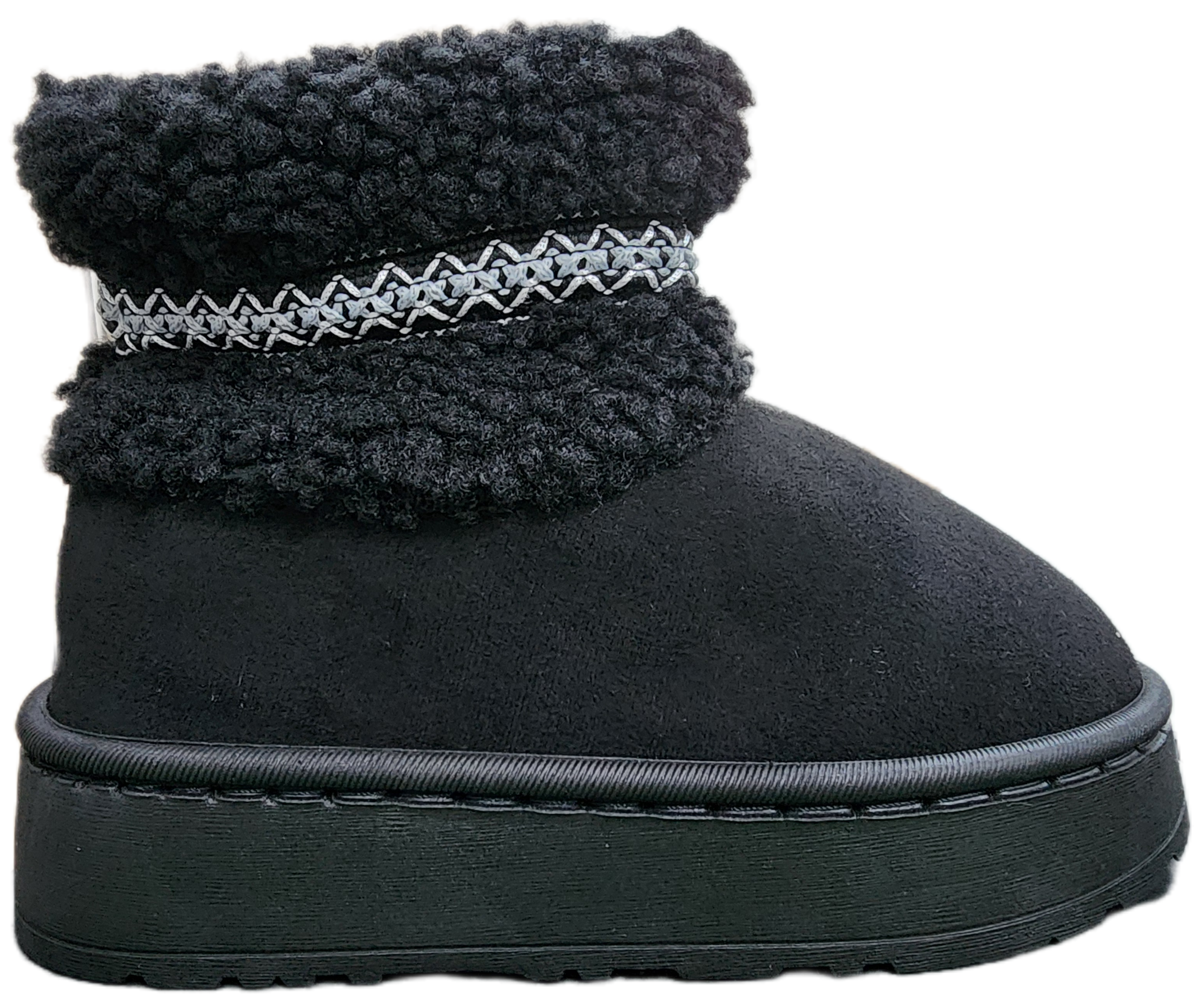 Ladies Ugg Wool Ankle Boot Black 25069