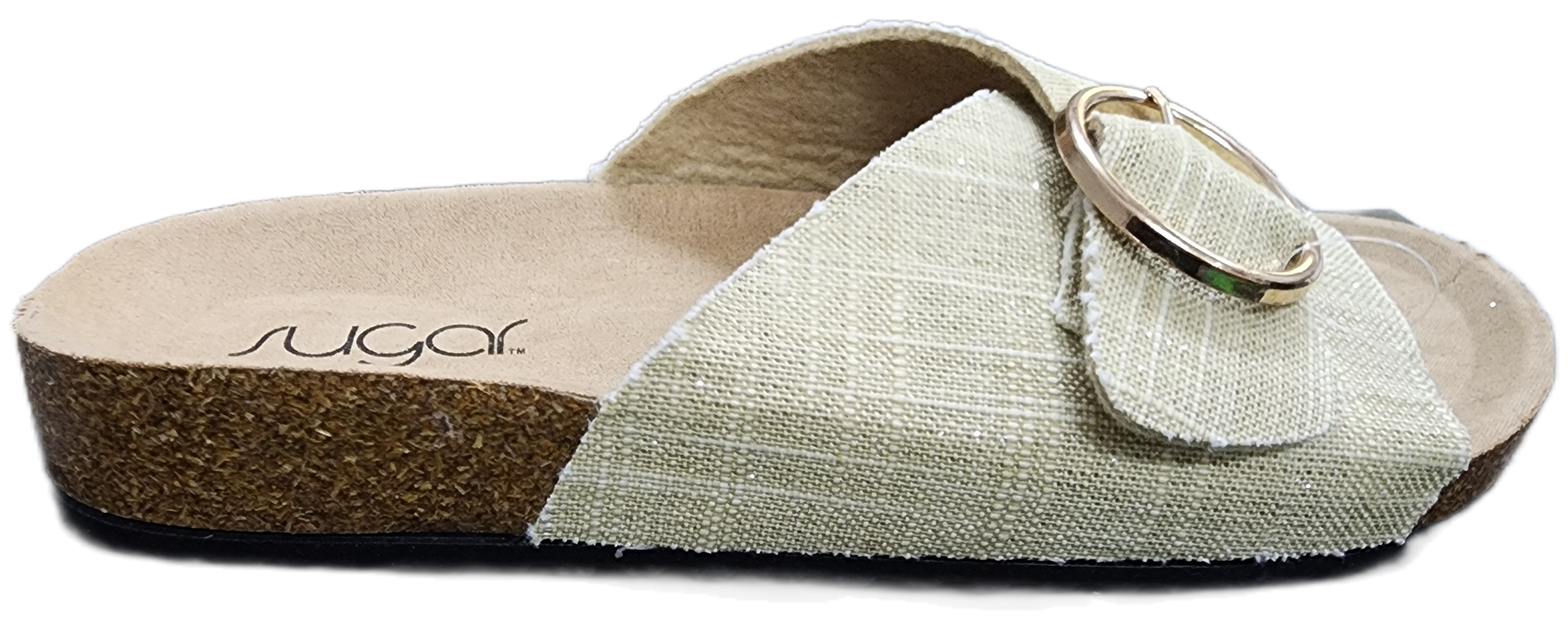 Ladies Sandal Gold Buckle Natural Gold WIN-1423