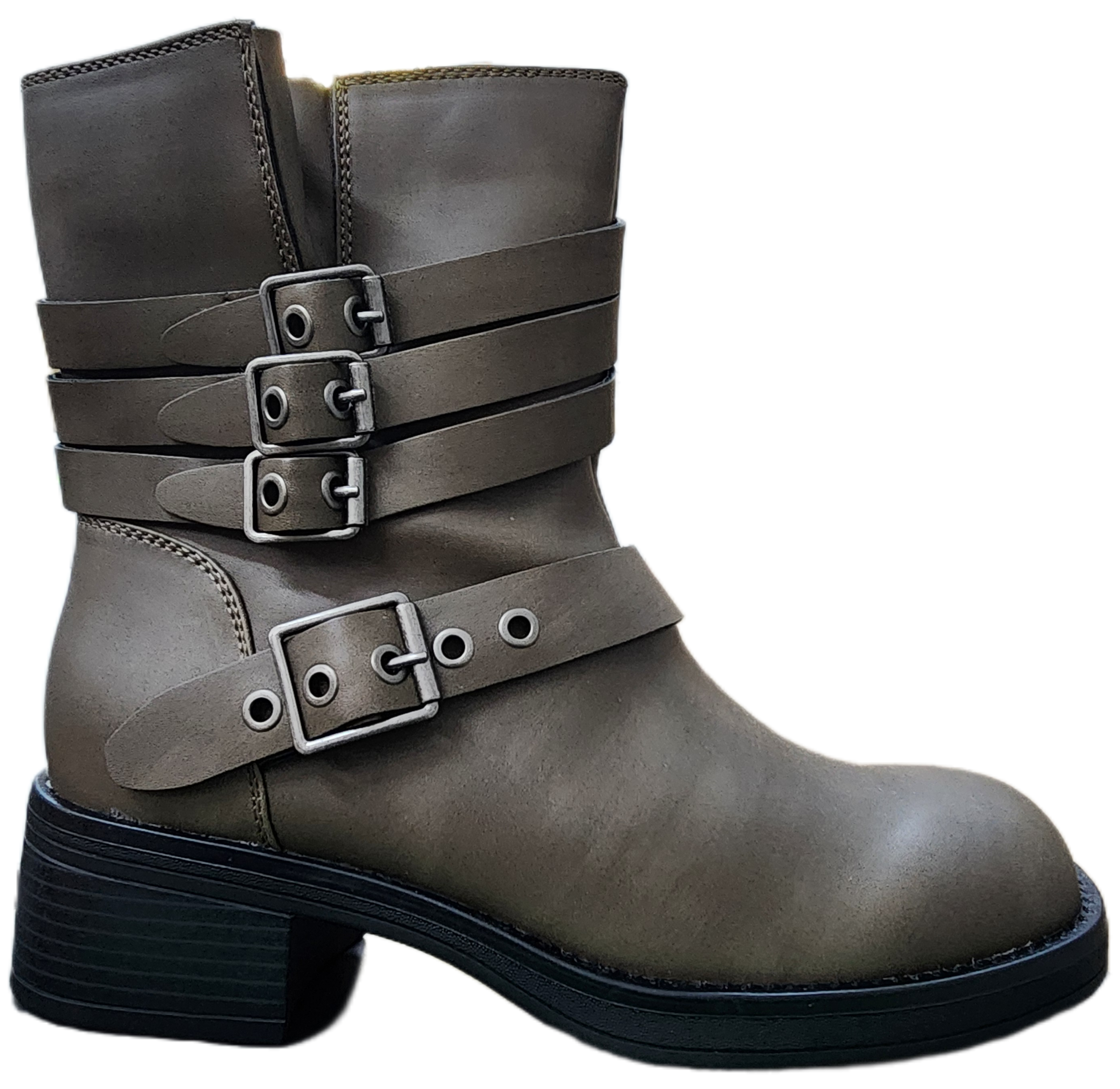 Ladies High Heel Boot W/ buckle Khaki WIN-1499